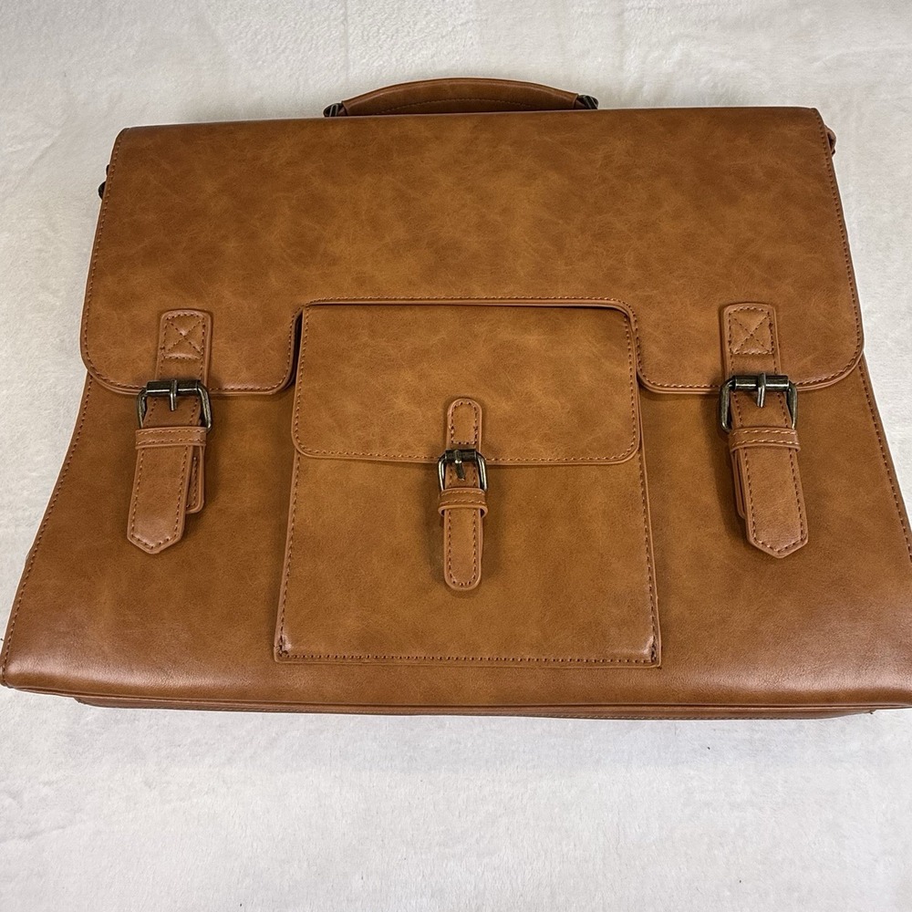 Brown Laptop Messenger Bag Briefcase Satchel Shoulder Bag Vintage Style 16"